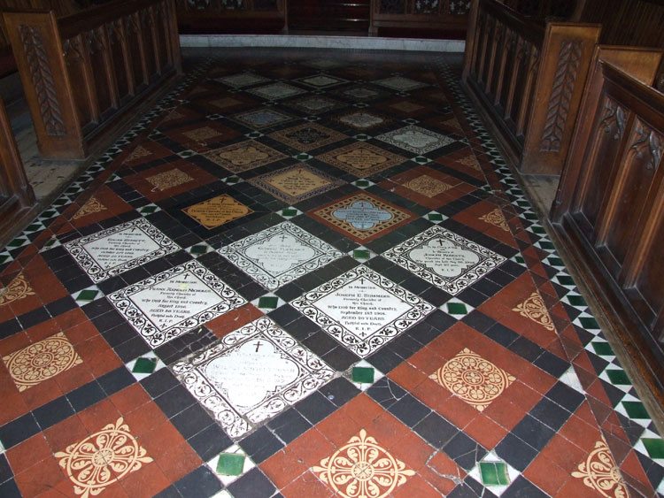 A general view of the chancel floor at Christ Church, Coseley.