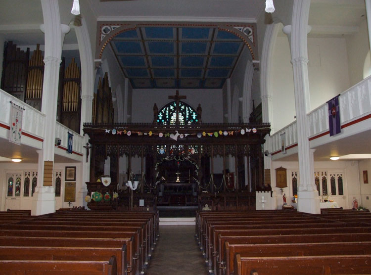 A general view of the chancel floor at Christ Church, Coseley.