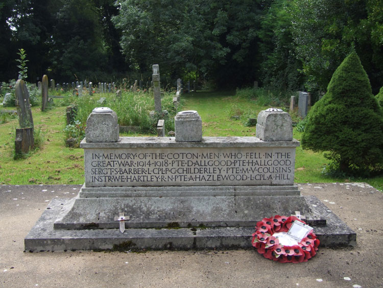 The War Memorial outside St. Peter's Church, Coton (Cambridgeshire)