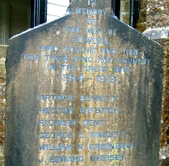 Richard Dent's Name on the Cowgill War Memorial