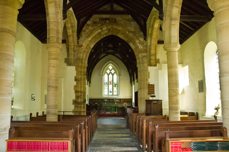 The Interior of St. Hilda's Church, Danby. The First World War Memorial is on the left wall (out of sight in this view).