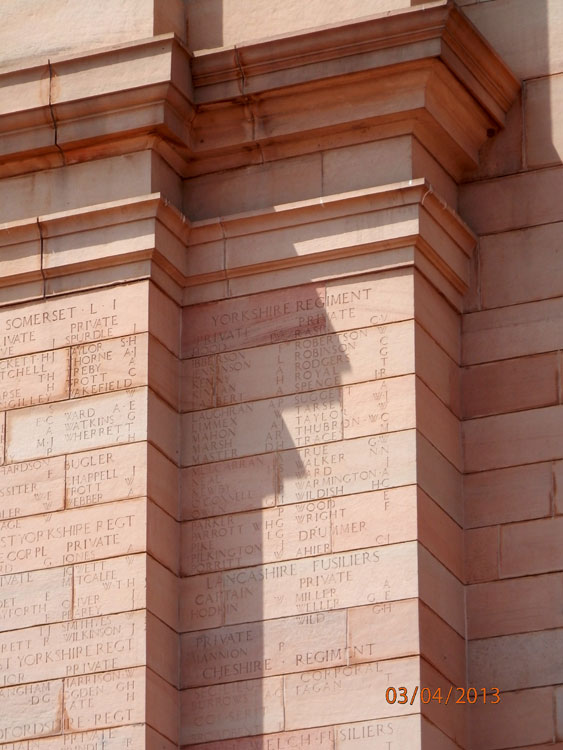 Names of Private Soldiers of the Yorkshire Regiment on the Delhi Memorial, "H" - "W"