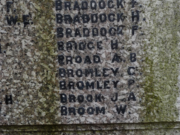 Private Charles Bromley's Name on the Denton (Lancs) War Memorial