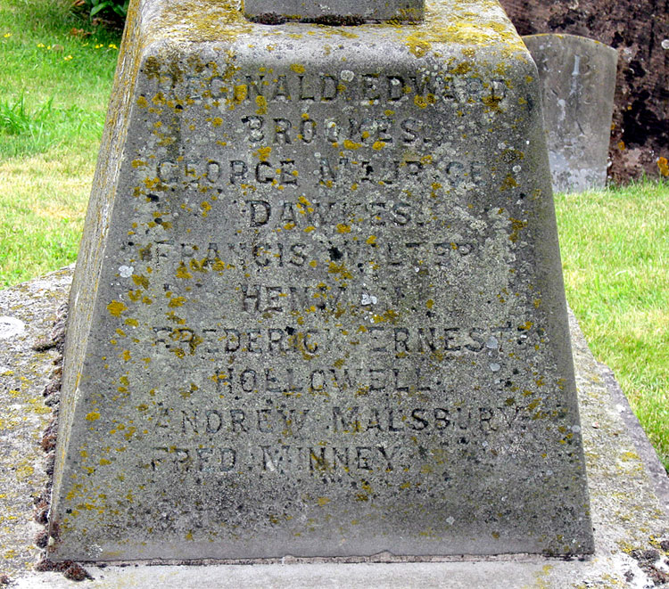 Private Henman's Name on the War Memorial for Denston (Northants).