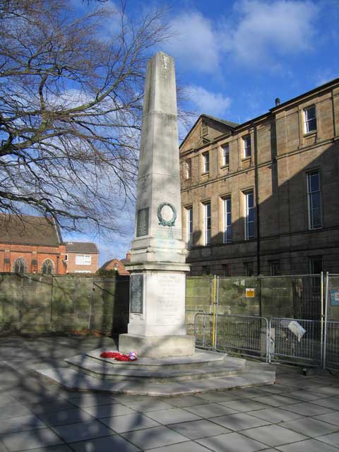 The War Memorial outside Derby School.