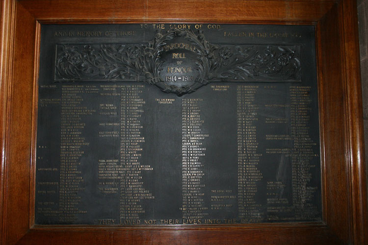 The War Memorial in St. Luke's Church, Derby