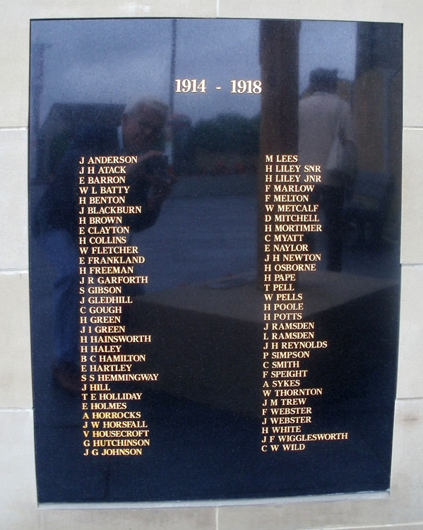 Captain Batty's Name on the Drighlington (Leeds) War Memorial 