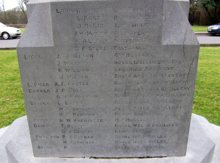 Lance Corporal King's Name on the War Memorial outside St. Mary's Hospital, Dublin