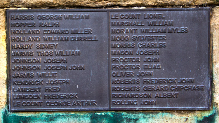 Names "H" - "R" on the First World War Memorial in St. Oswald's Churchyard, Durham