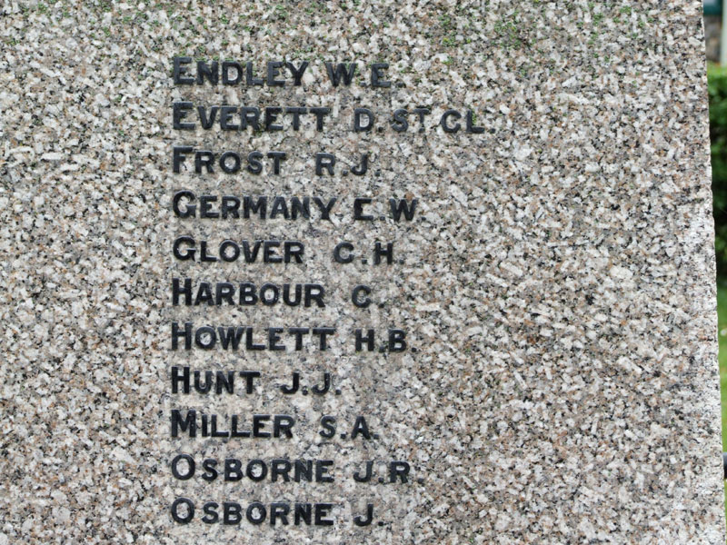 The Name (2) on the War Memorial for East Harling, Norfolk 