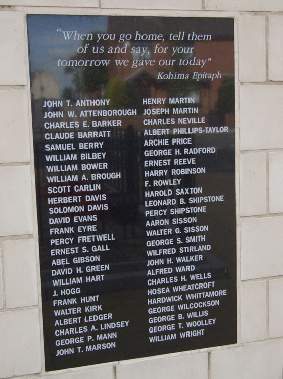 Private Robinson's Name on the Eastwood War Memorial