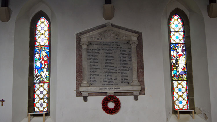 The First World War Memorial for Eighton Banks in St. Leonard's Church