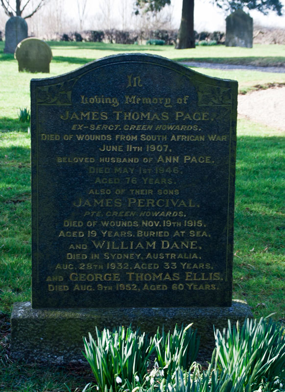 The Page Family Headstone - St. Mary's Churchyard, Eryholme