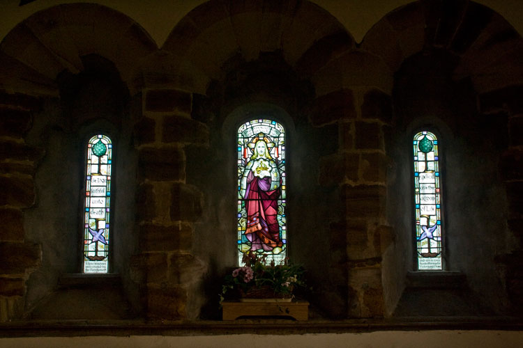 The Stained Glass Window Inside St. Leonard's Church, Farlington, commemorating Private Hayes. (1)