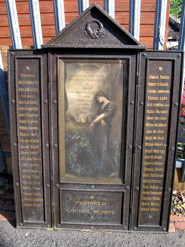 The War Memorial for Fatfield Council School (County Durham)