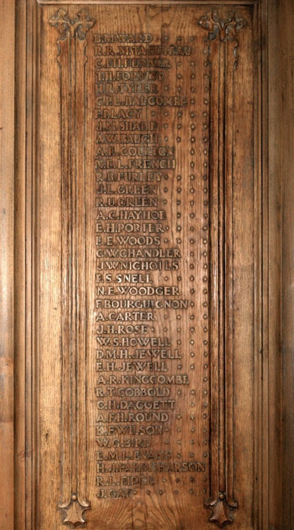 Alexis Kingcombe's Name on the Felsted School First World War Memorial