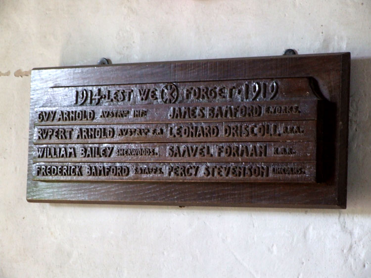 The War Memorial in the Entrance of St. Saviour's Church, Foremark