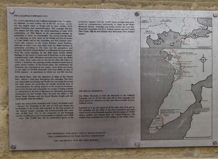 The Panel with Descriptive Information About the Helles Memorial