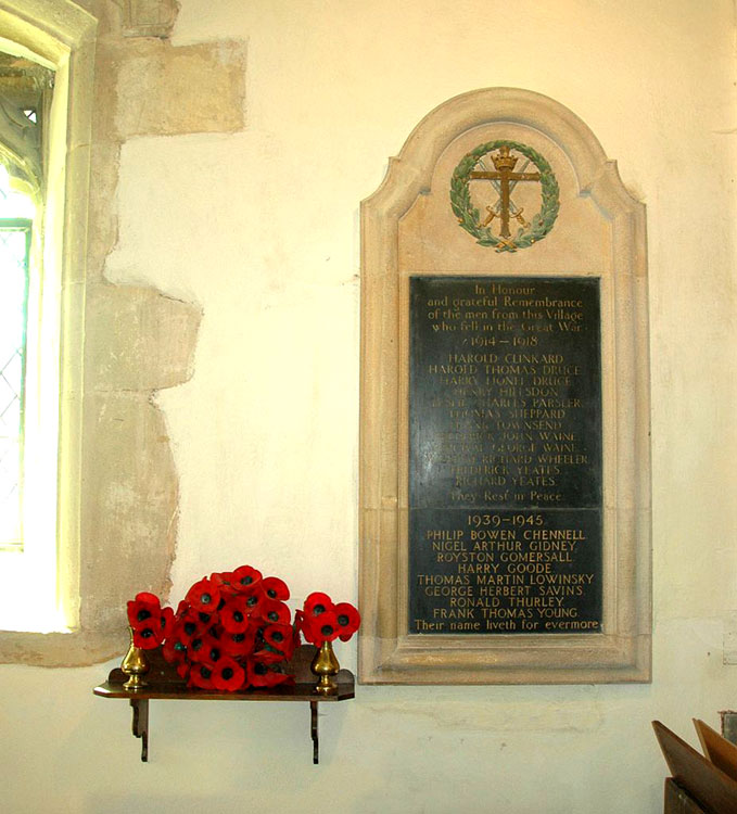 The War Memorial inside St. Michael's Church, Garsington