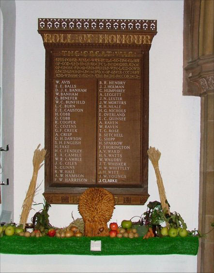 The War Memorial for Gaywood, Norfolk, in St. Faith's Church