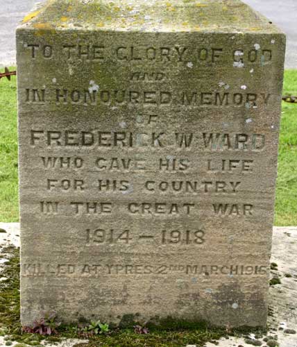 The inscription to Private Frederick William Ward on the Gillamoor War Memorial. (Photo : Edward Nicholl)