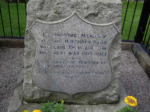 The Inscription on the War Memorial at Gilling West.