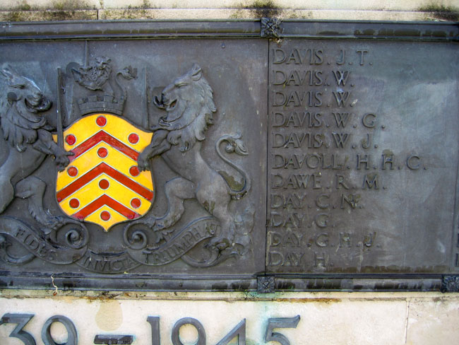 The Yorkshire Regiment name of R M Dawe on the City of Gloucester Memorial