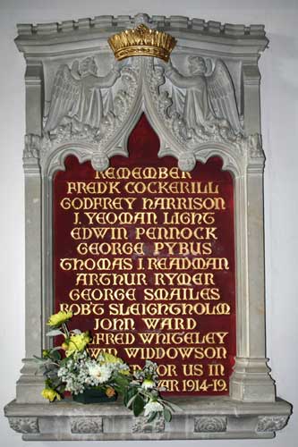 The War Memorial tablet in St. Mary's Church, Goathland.