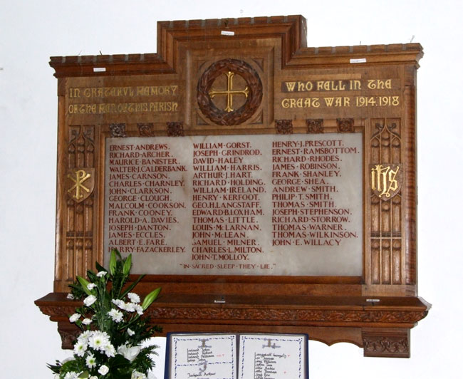 The War Memorial for Goosnargh, Lancashire, in the Church of St. Mary
