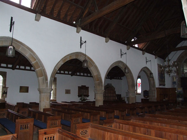 The Interior of St. Mary's Church, Goosnargh. The War Memorial is seen on the far wall.