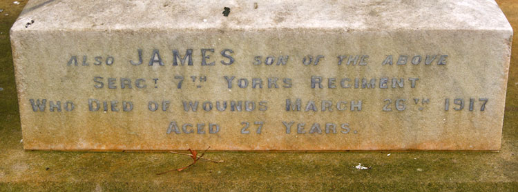 Serjeant Walker's Memorial Inscription on the Headstone in Boldon Cemetery