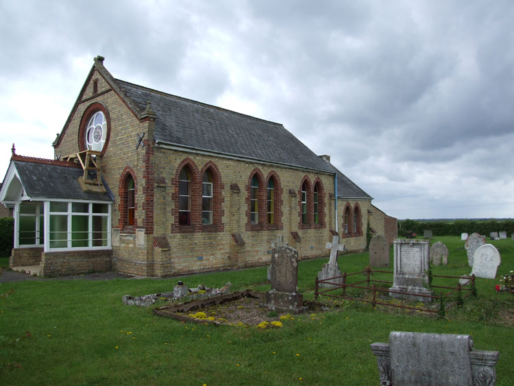 The Coveney Wesleyan Methodist Chapel, with Private Walker's grave on the right.