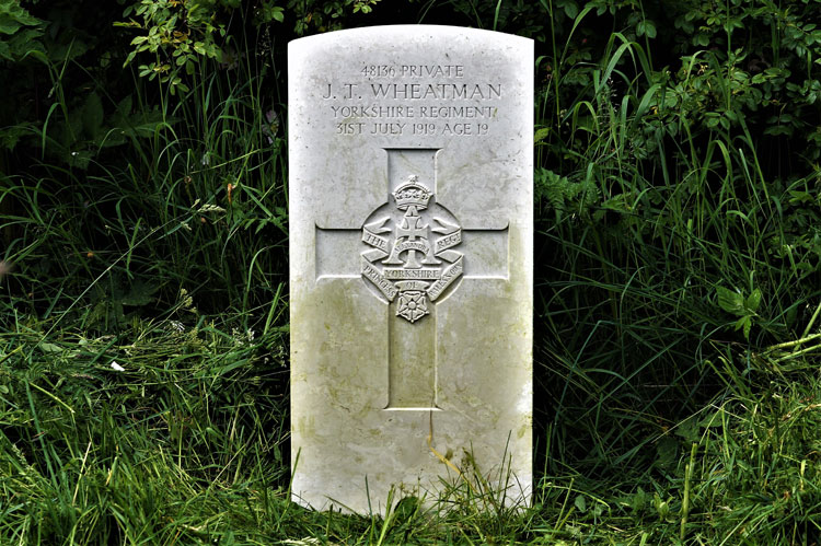 Private Wheatman's headstone in Craghead Churchyard taken in June 2018