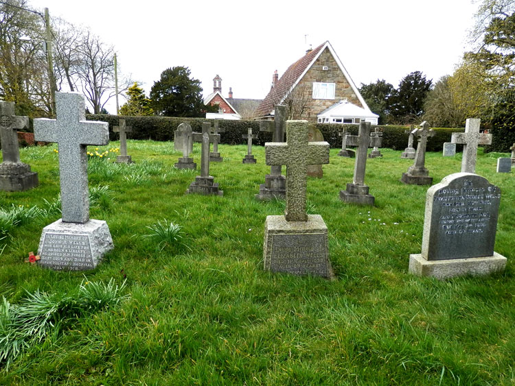 Dalton (St. John) Churchyard, with Private Wells' headstone on the left.