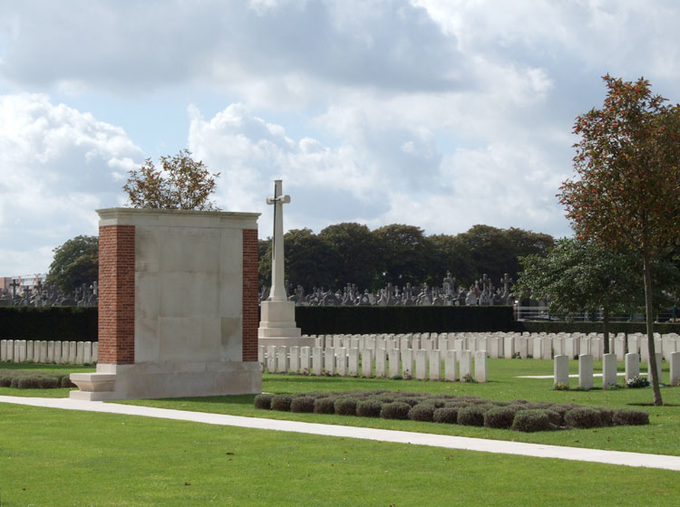 View looking back towards the Cemetery from part of the Dunkirk Memorial site