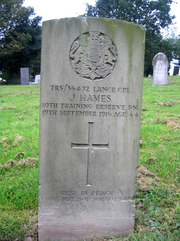 The grave of Private John Hames