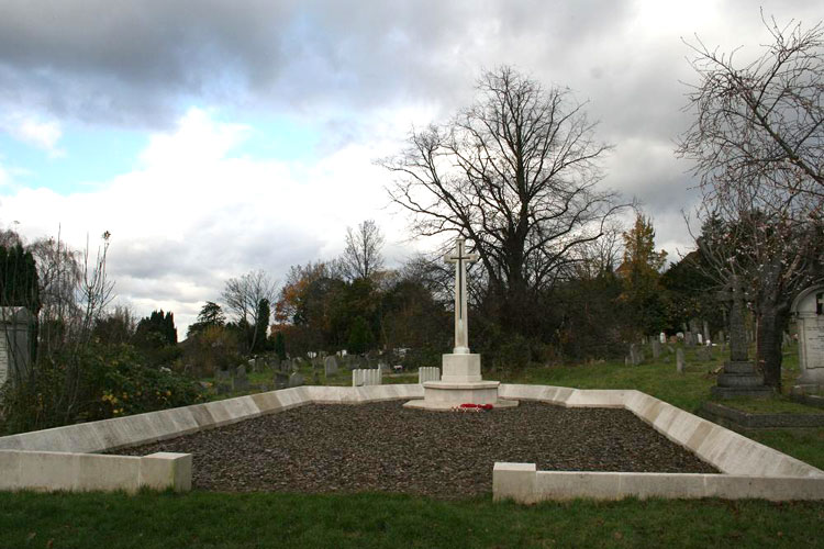 The Screen Wall and Cross of Sacrifice in Hampstead Cemetery