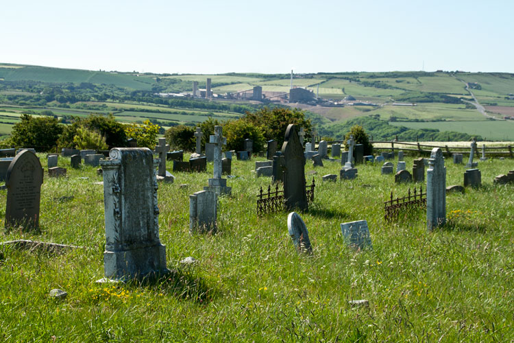 Hinderwell Cemetery (June 2011), - view across towards the Boulby Potash Mine.