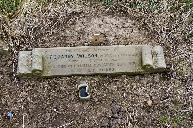 Private Wilson's Headstone in Kirkbymoorside (All Saints') Churchyard
