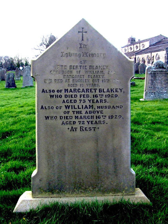 Private Blakey's Headstone in Linton-in-Craven (St. Michael) Churchyard - 1