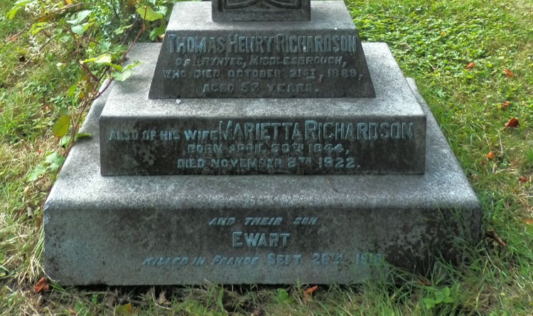 The Richardson Family Headstone in the Churchyard of St. Cuthbert's, Marton (Detail)