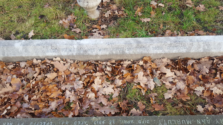 The Family Grave in which Sergeant Burge is buried together with his wife, Pamela.