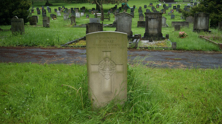 New Malton Cemetery, with Private Ware's headstone in the Foreground
