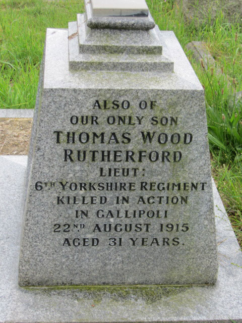 Lieutenant Rutherford's Commemoration on the Family headstone