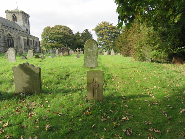 Rudston (All Saints') Churchyard and L/Cpl Etherington's Headstone