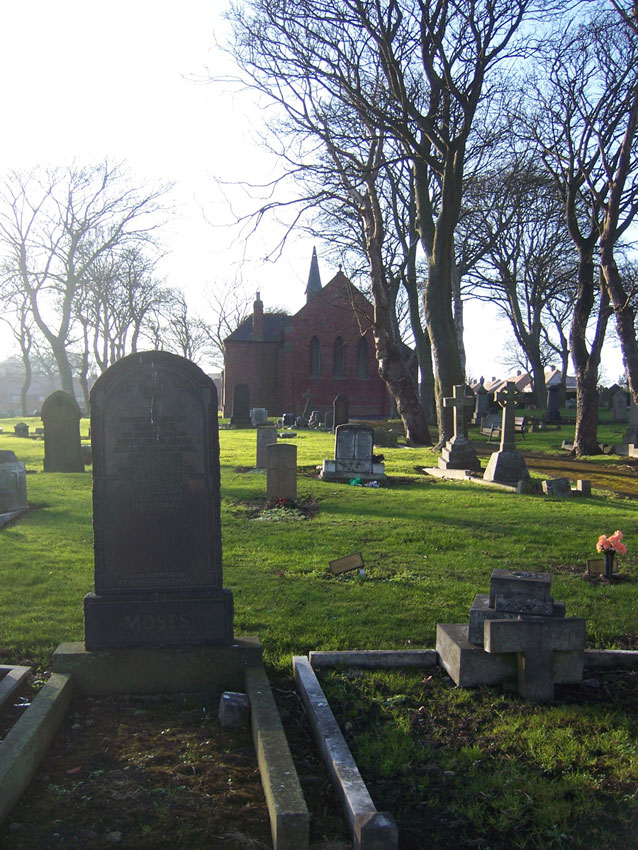 Ryhope Cemetery (Thomas Barnes' headstone in the centre)