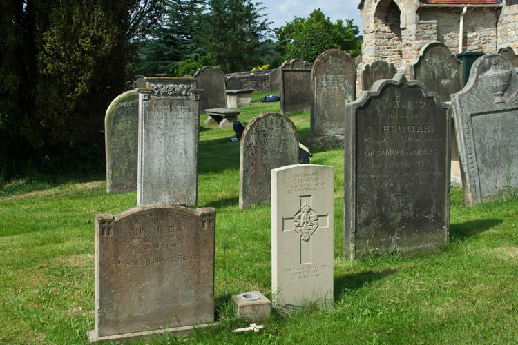 Private Hartas' grave outside All Saints Church, Sinnington