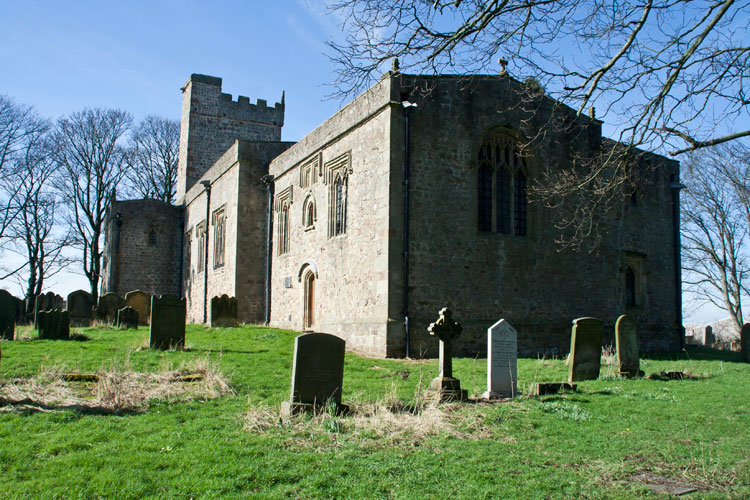 St. Mary's Church, South Cowton. The Davison headstone is in the foreground.