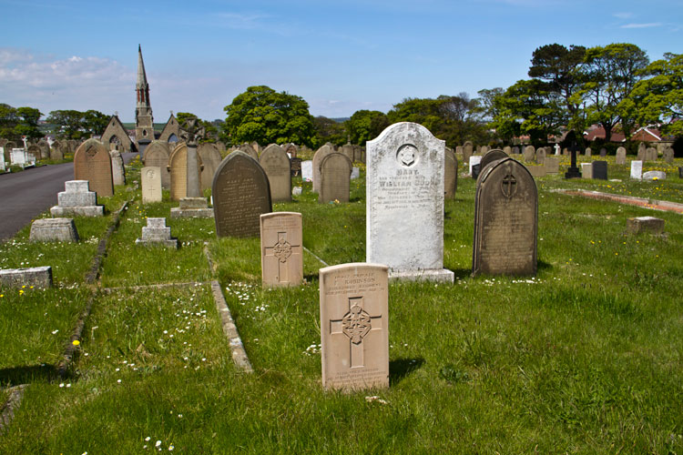 Whitby Cemetery, with the graves of Privates Trueman (Left) and Robinson (Right)