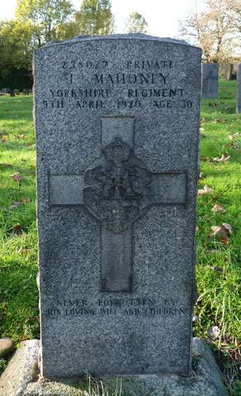 Private Mahoney's headstone in Wigan Cemetery